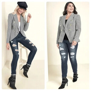 VENUS | Women’s Black and White Houndstooth Double Breasted Blazer Size 6